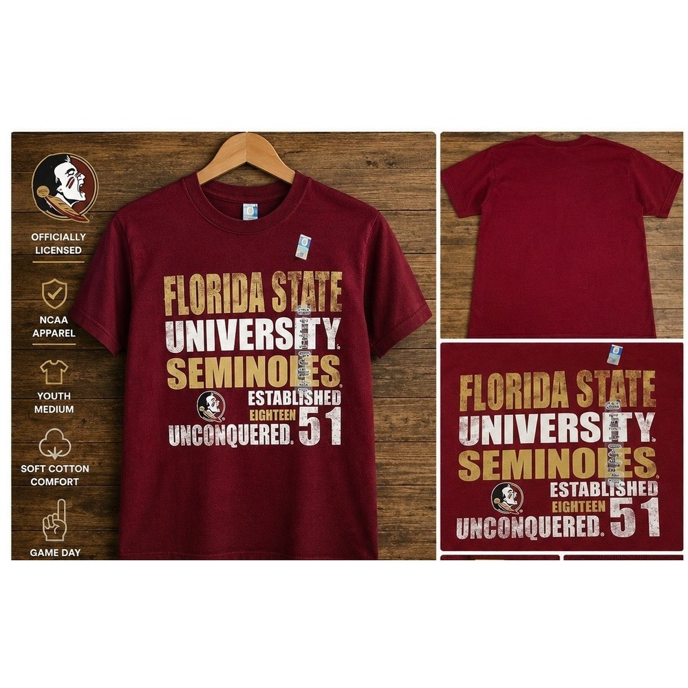 NWT FSU Seminoles Youth Medium Tee Florida State Garnet Gold‎ NCAA Shirt